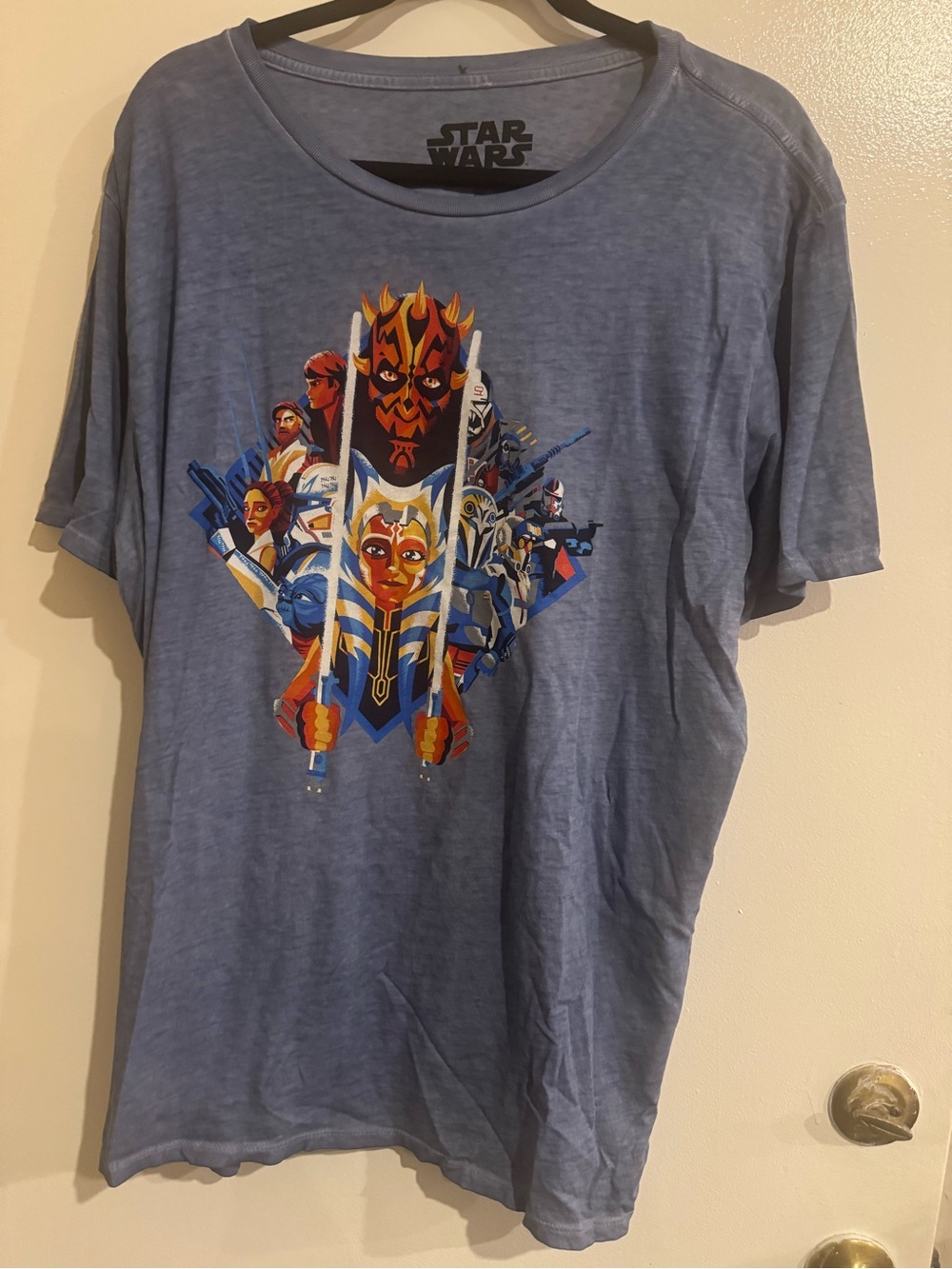 Star Wars Blue Graphic Tee with Ahsoka & Darth Maul Artwork